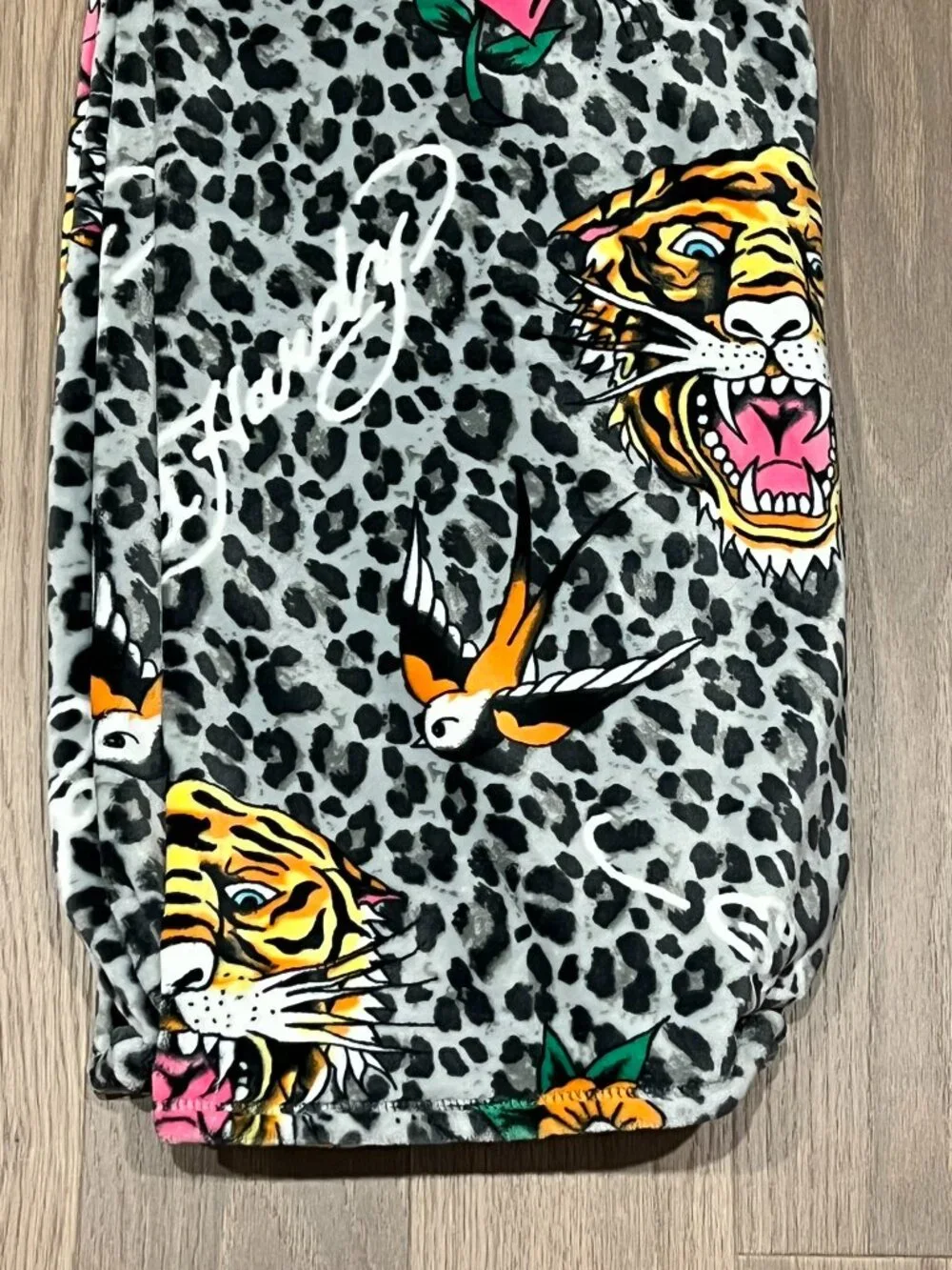 ED HARDY Throw Blanket 60x70 Tiger Bird Floral Cheetah Leopard Y2K Tattoo Spooky